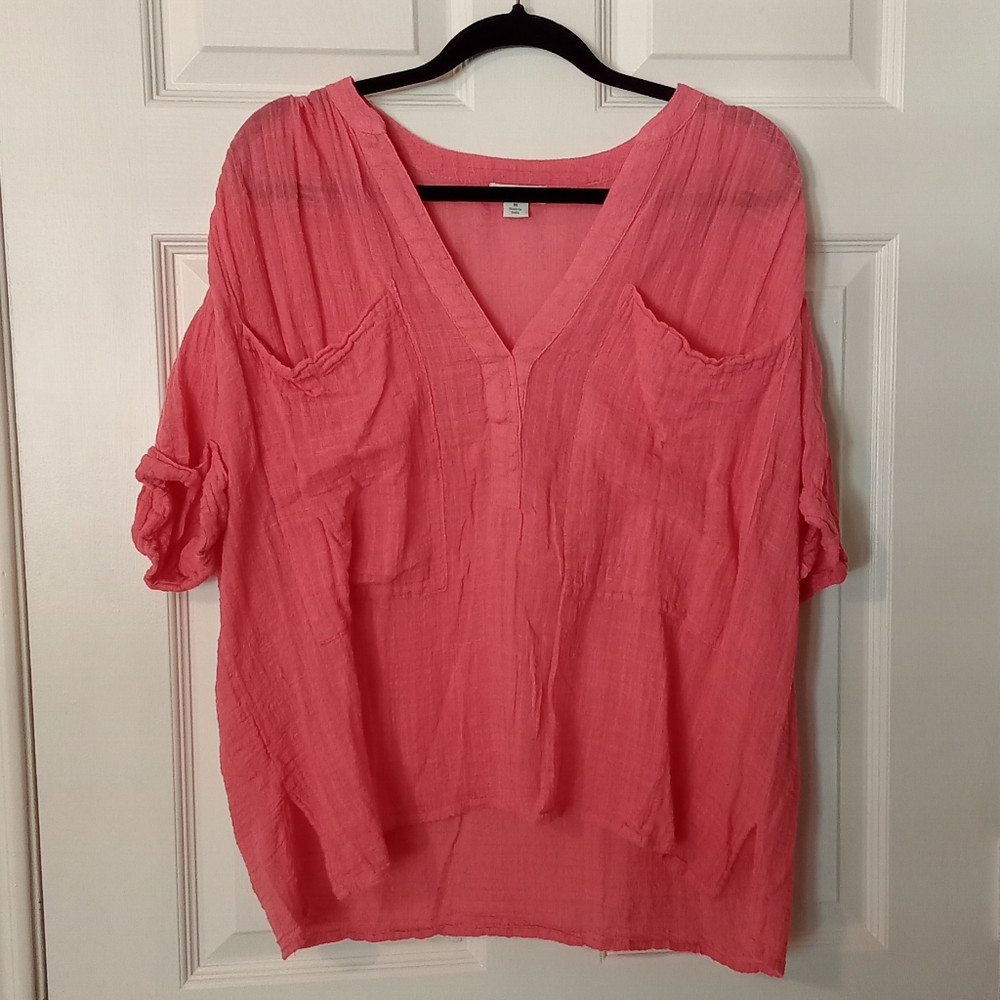 Sundance Coral V-Neck Blouse